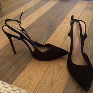 SCHUTZ Black Slingback Heels with Pointed Toe